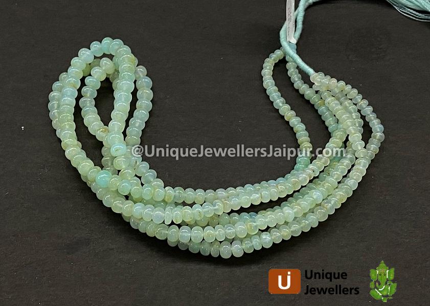 Natural Peruvian Blue Opal Smooth Roundelle Beads